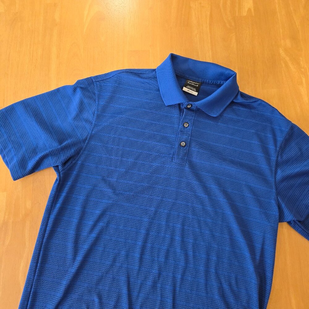 Nike Golf Men's Dri Fit Short Sleeve 3-Button Polo Shirt Royal Blue Black Size M